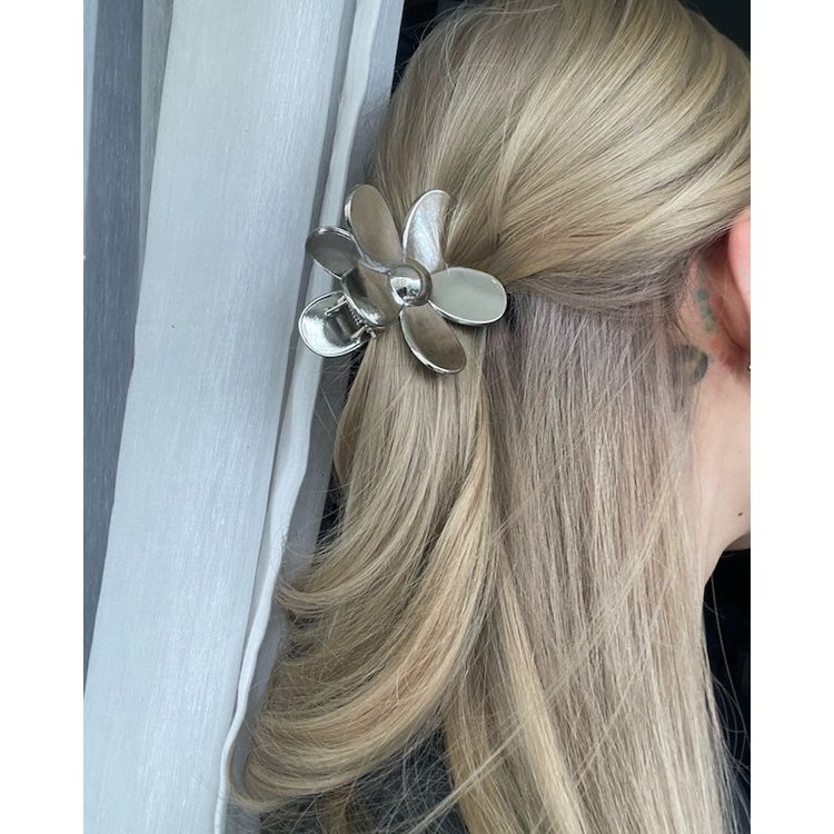 Levendige bloemklauw metalen haarclips-goud en zilver