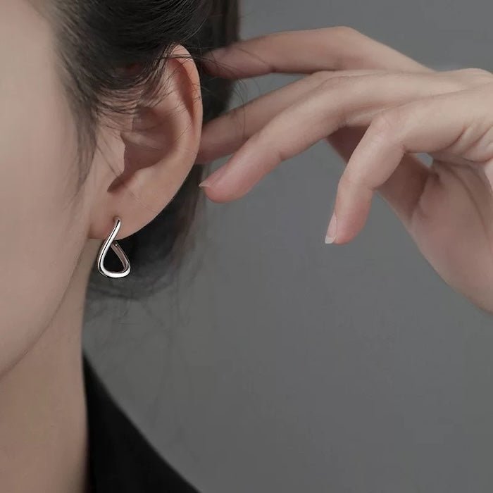 Sterling Silver Geometric Loop-oorbellen-één paar