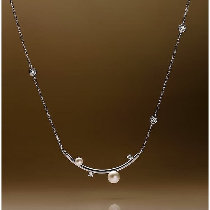 Sterling Silver Starry Pearl en Crystal Necklace