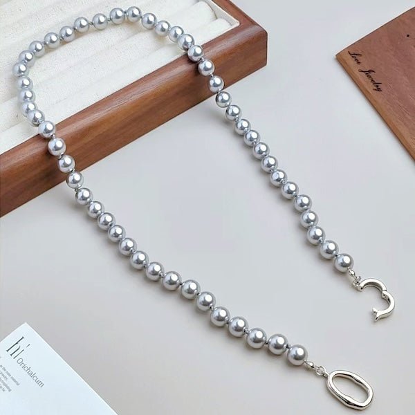 Zilveren mist parel kralen ketting