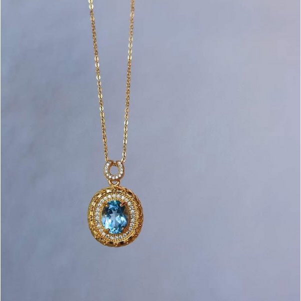 Heirloom blauwe topaas hanger ketting