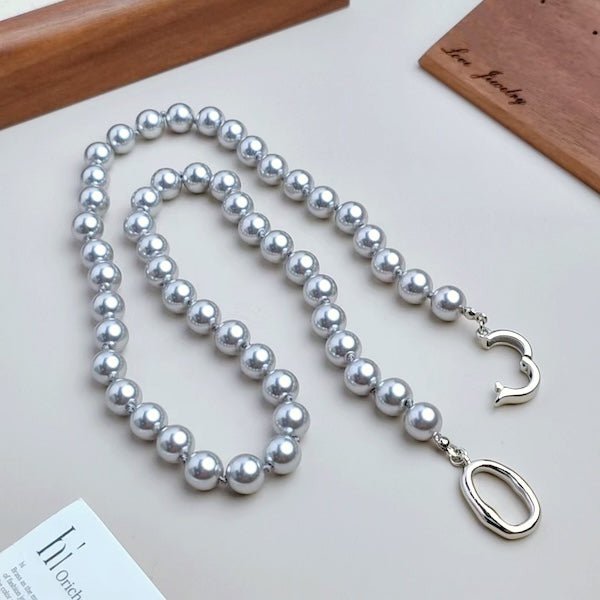 Zilveren mist parel kralen ketting