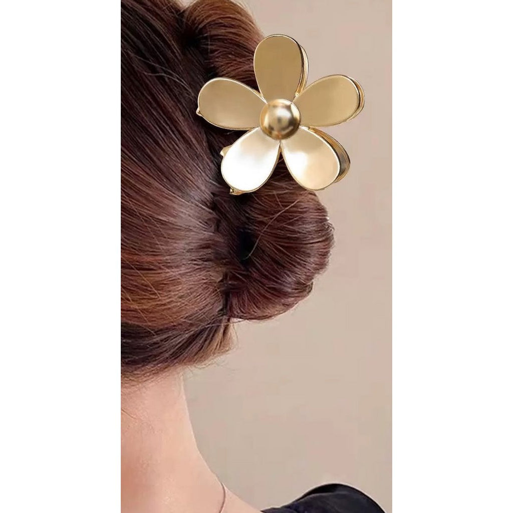 Levendige bloemklauw metalen haarclips-goud en zilver