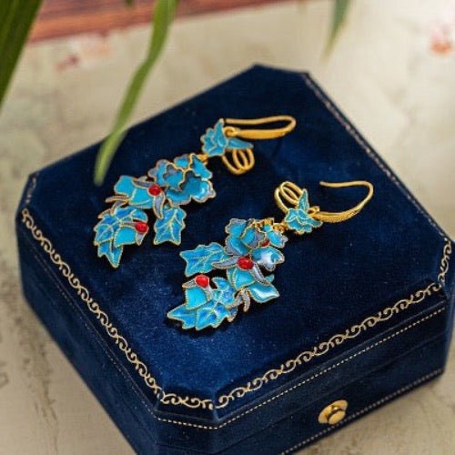 Dynastie Cloisonné Phoenix & bloem oorbellen
