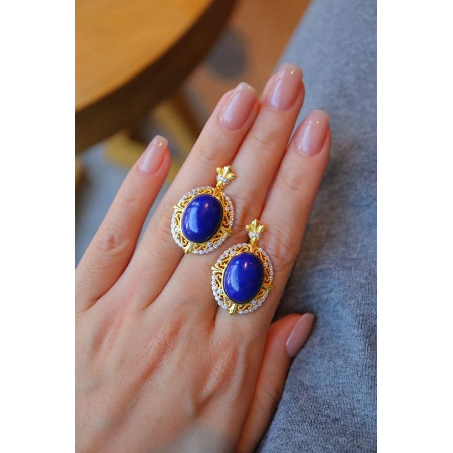 Renaissance Lapis Lazuli verklaring oorbellen