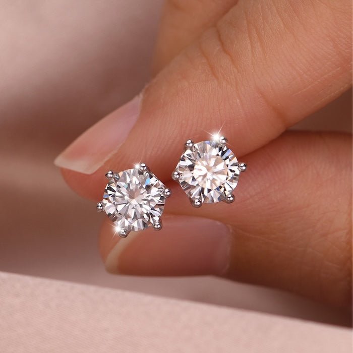 Klassieke Solitaire Moissanite oorbellen-6 klauw & 8 klauw