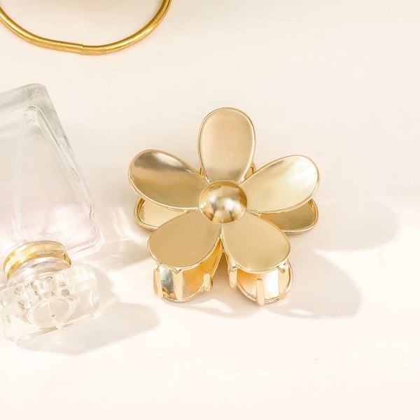 Levendige bloemklauw metalen haarclips-goud en zilver