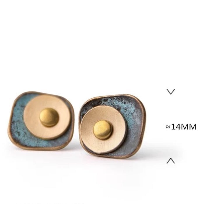 Uniek ontwerp Bronze Patina -oorbellen