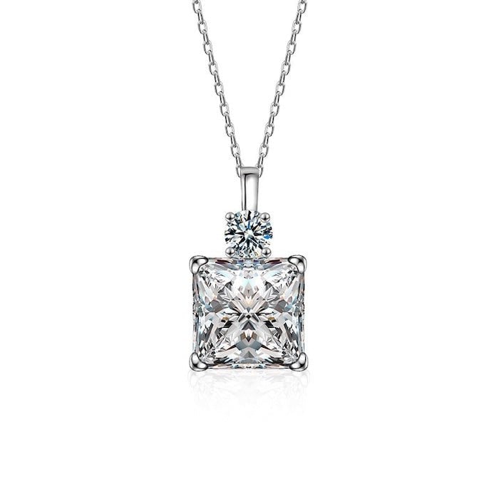 Prinses gesneden Moissanite hanger ketting
