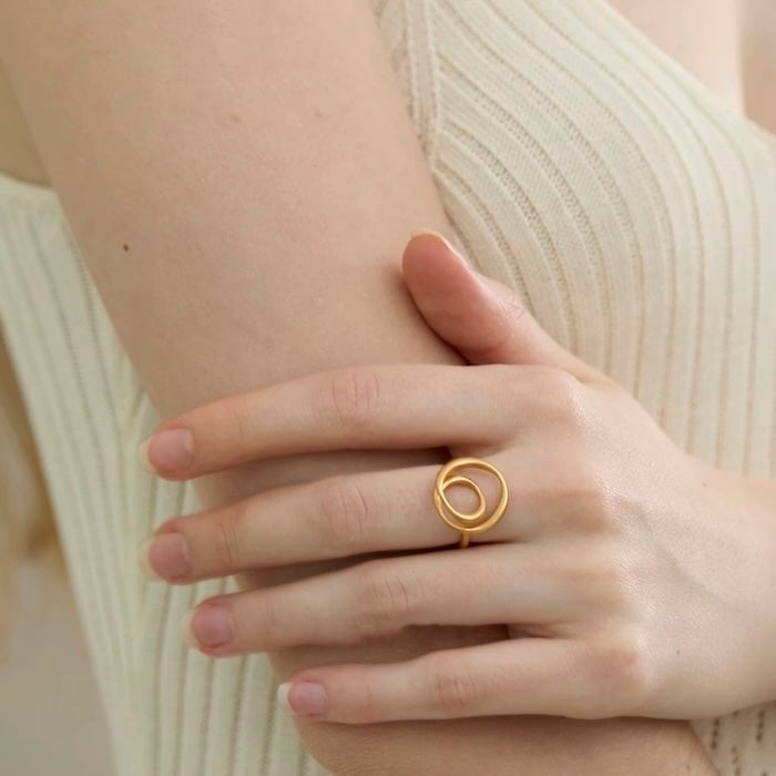 Minimalistische Swirl Line Ring - Goud en zilver