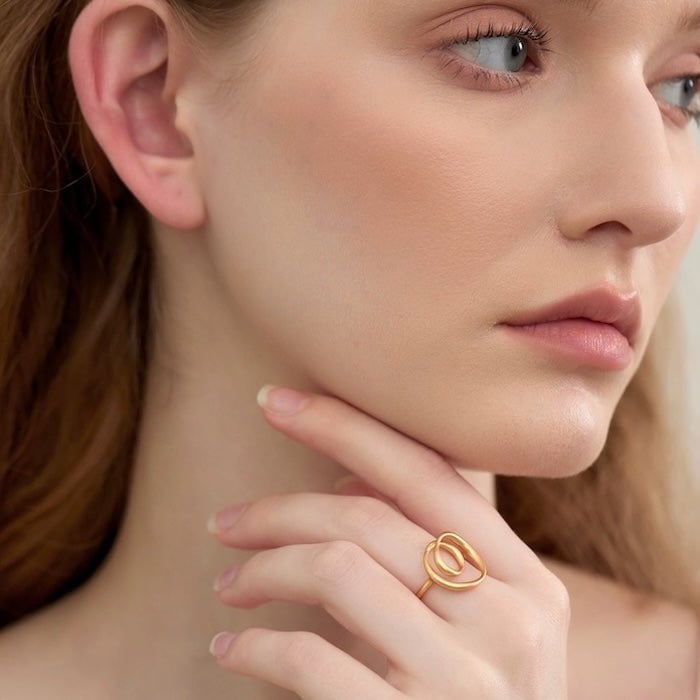 Minimalistische Swirl Line Ring - Goud en zilver