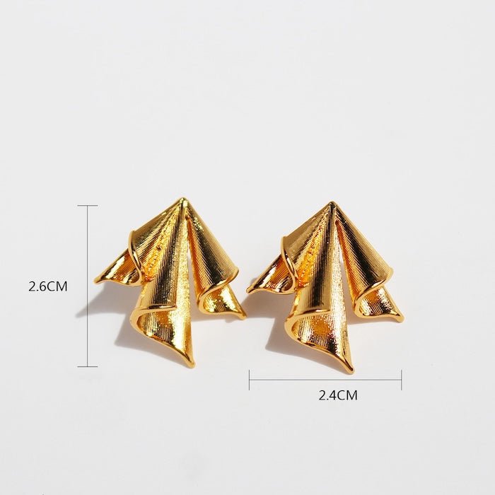 Sculpturale origami papieren vliegtuig oorbellen