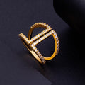 Geometrische Pavé Open Ring