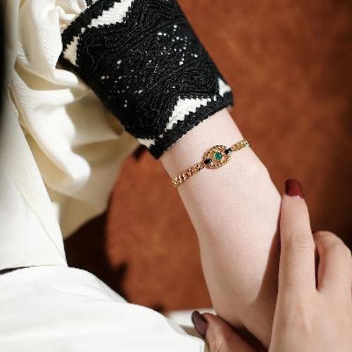 Luxe Schakelarmband met Groene Onyx