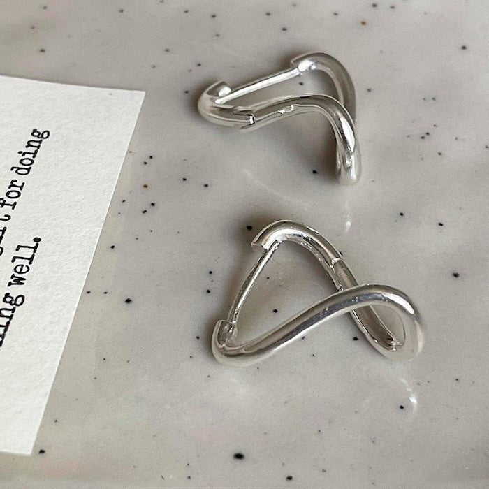 Sterling Silver Geometric Loop-oorbellen-één paar