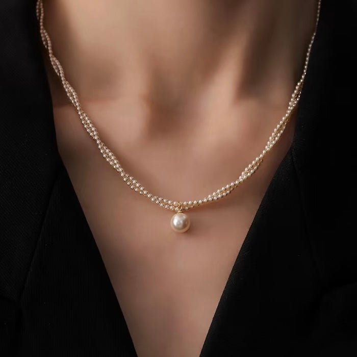 Dubbele streng parel kralen ketting
