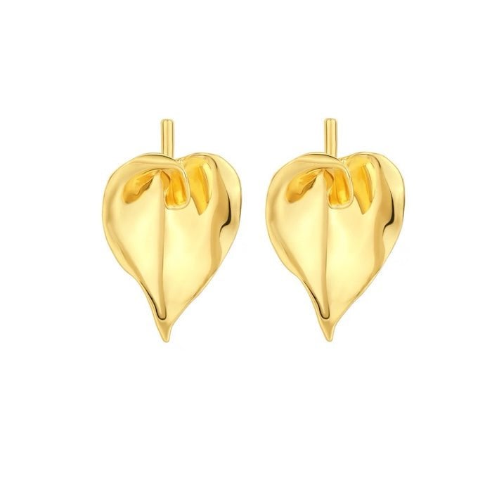 Oversized dikke Calla Lelie bloem oorbellen-wit & goud