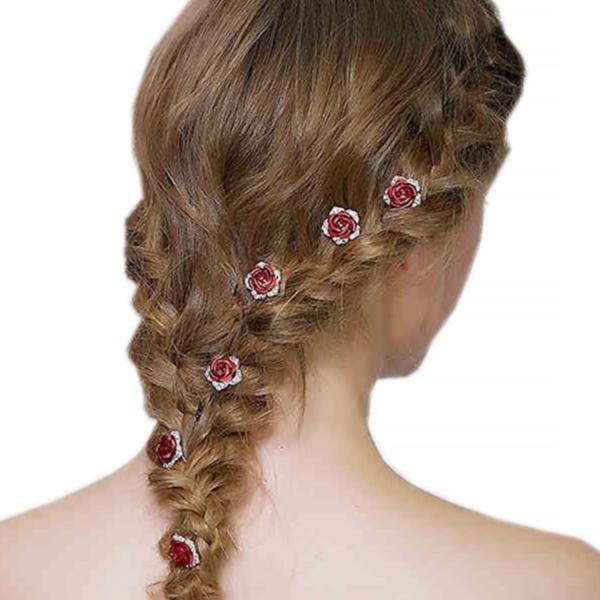 Scarlet Rose bruidshaarspelden-één set van 8