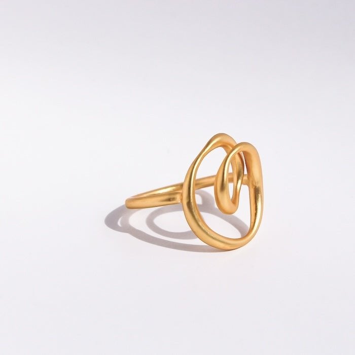 Minimalistische Swirl Line Ring - Goud en zilver