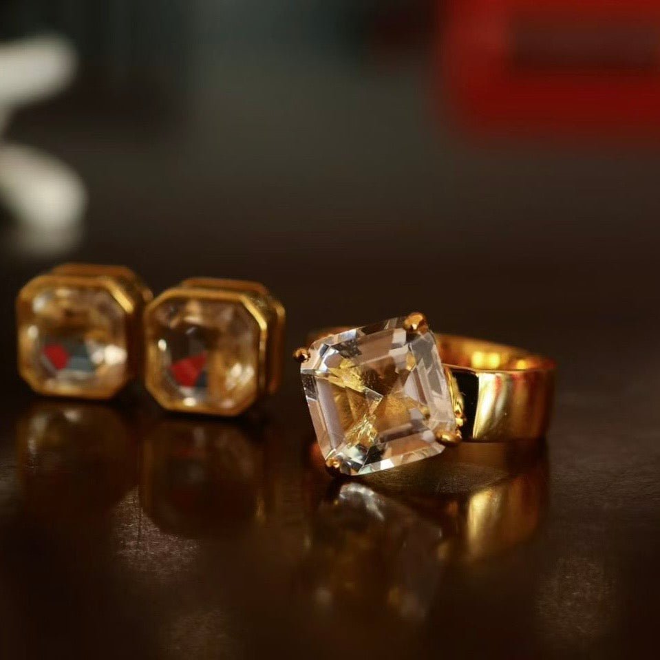 Cocktailring van prinses geslepen kwarts
