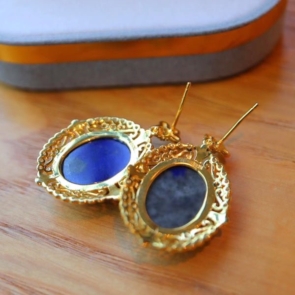 Renaissance Lapis Lazuli verklaring oorbellen