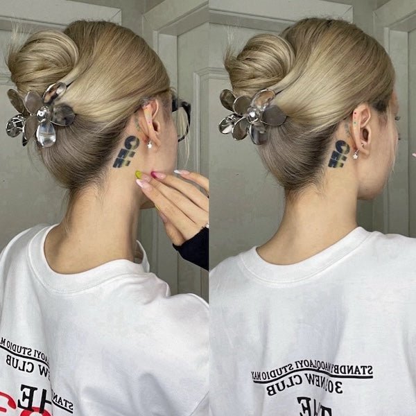 Levendige bloemklauw metalen haarclips-goud en zilver