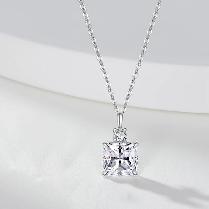 Prinses gesneden Moissanite hanger ketting