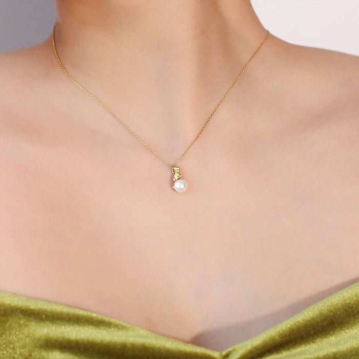 Asymmetrische kat oorbellen & ketting
