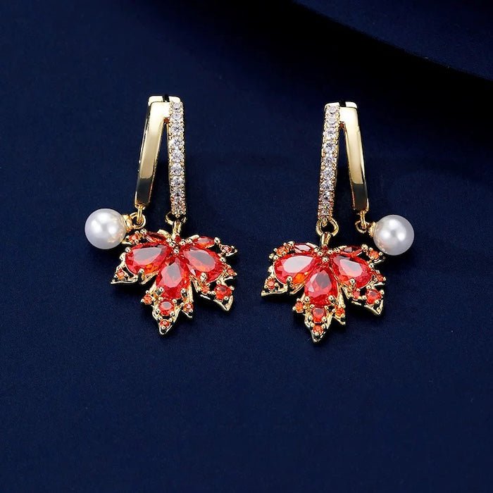 Herfst esdoorn parel drop oorbellen