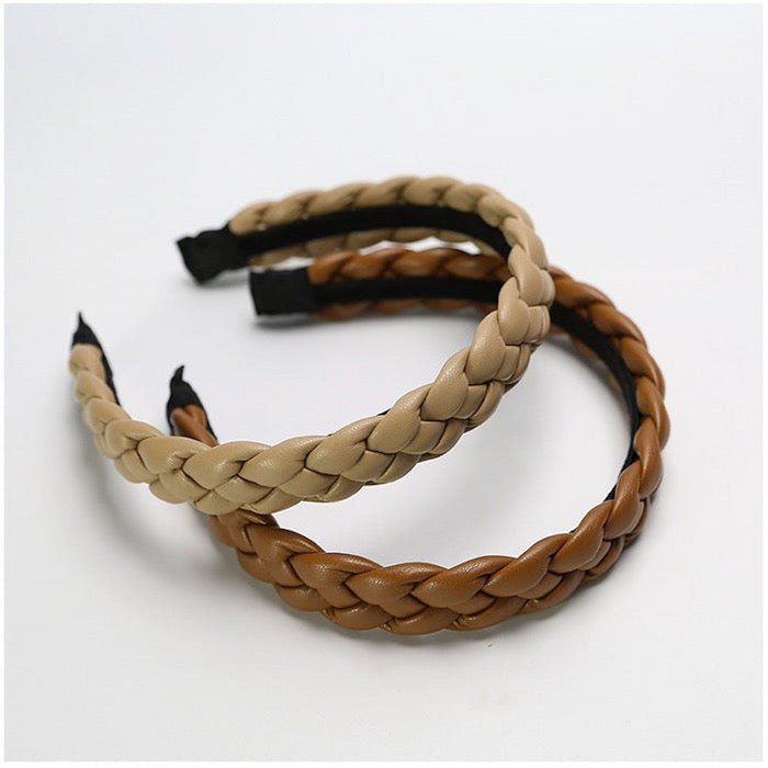 Gevlochten hoofdband in leerlook
