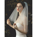Elegante tweedelige bruidssluier met kleine parels