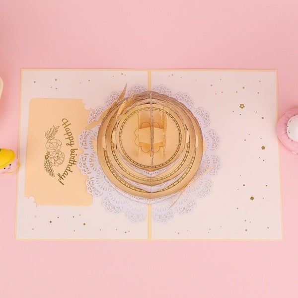 3D-verjaardagskaart - Luxe Lace Cake-ontwerp