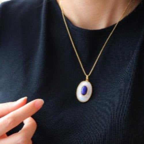 Heirloom Lapis Lazuli & Parelmoer hanger ketting