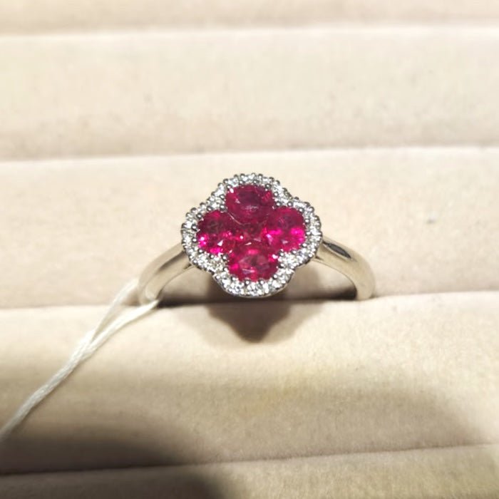 Levendige Ruby bloem sieraden set