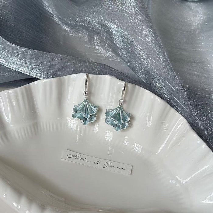 Ginkgo blad rok oorbellen-blauw & paars