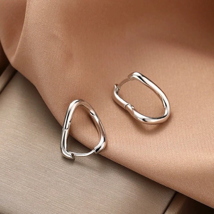 Sterling Silver Geometric Loop-oorbellen-één paar