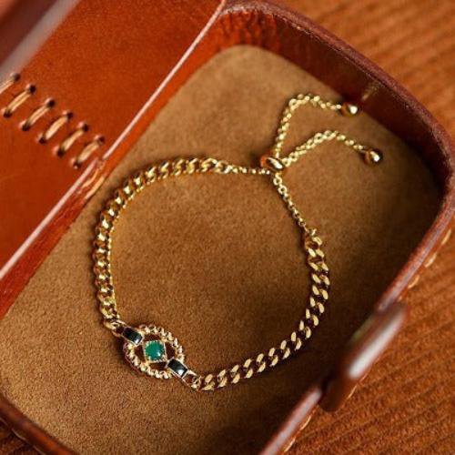 Luxe Schakelarmband met Groene Onyx