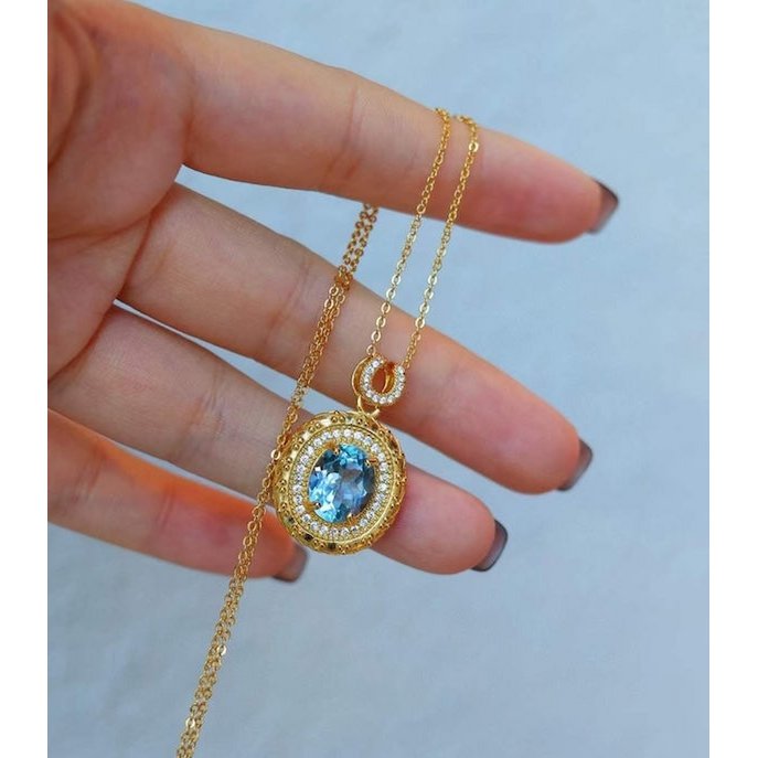 Heirloom blauwe topaas hanger ketting