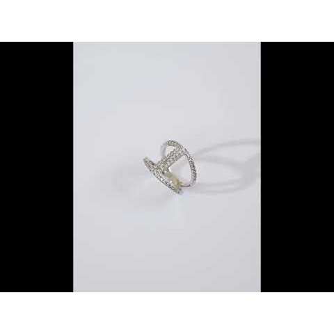 Geometrische Pavé Open Ring