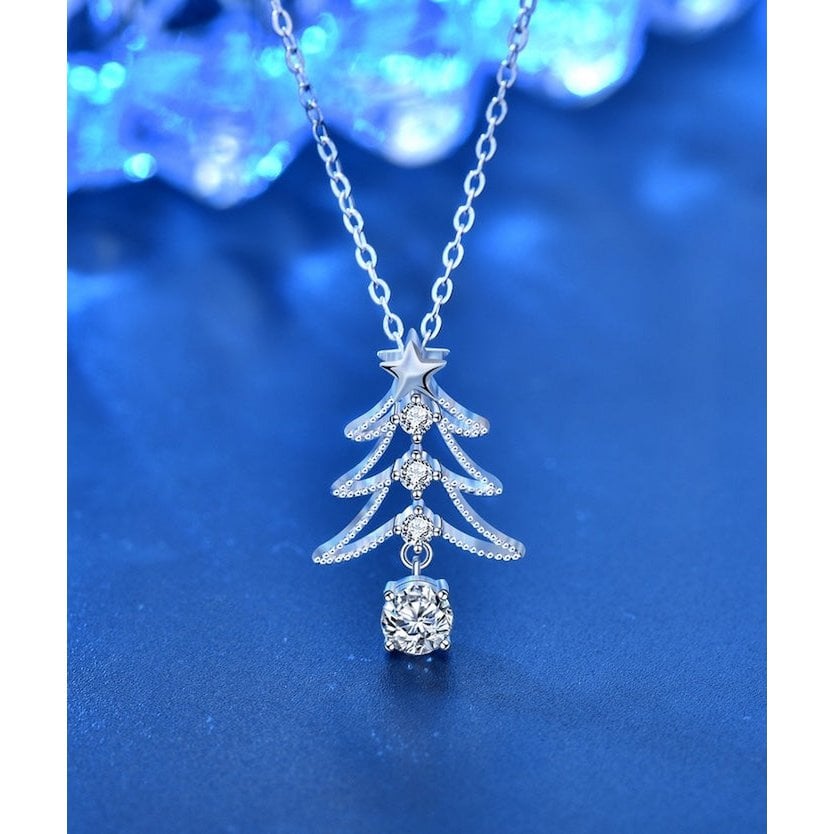 Moissanite kerstboom ketting