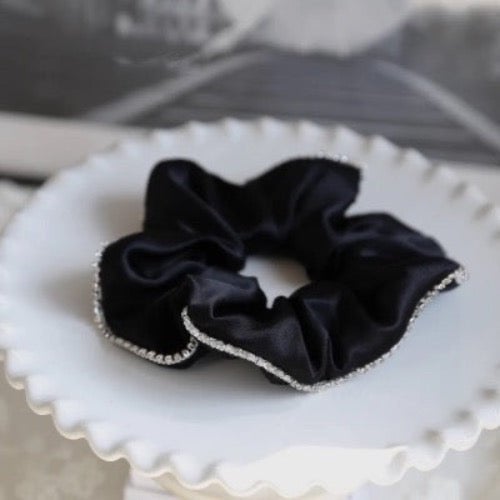 100% zijde oogverblindende haarscrunchie - 19 mm - diamantversiering