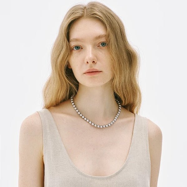 Zilveren mist parel kralen ketting