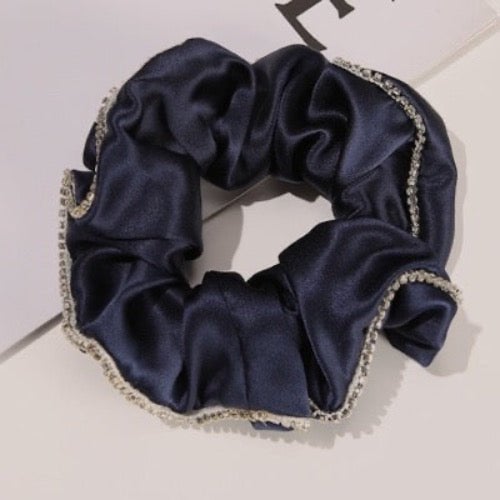 100% zijde oogverblindende haarscrunchie - 19 mm - diamantversiering