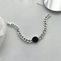 Sterling zilveren Cubaanse kettingarmband - zwarte onyx