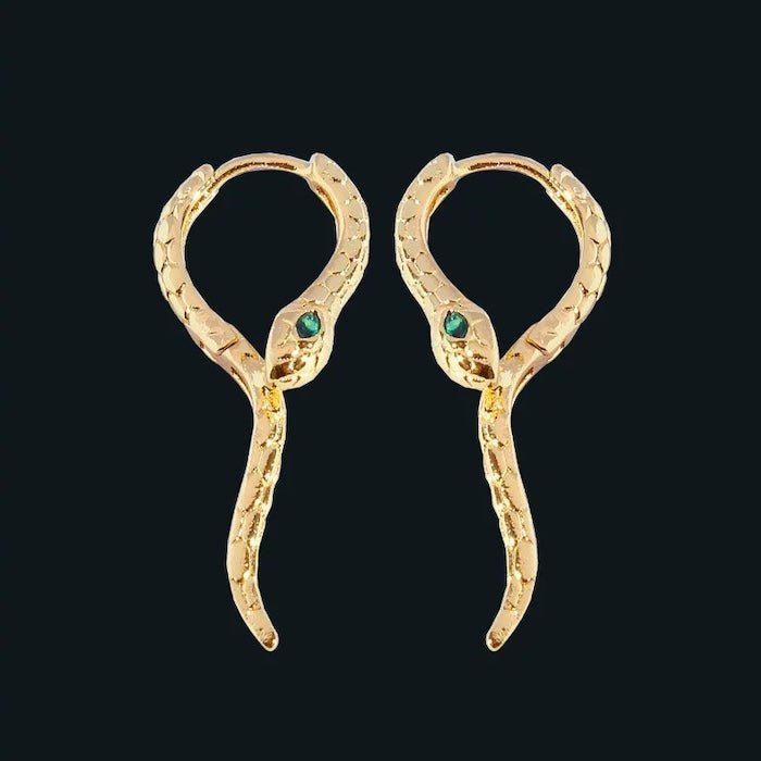Unieke Green-eye Cobra Design oorbellen - goud en zilver