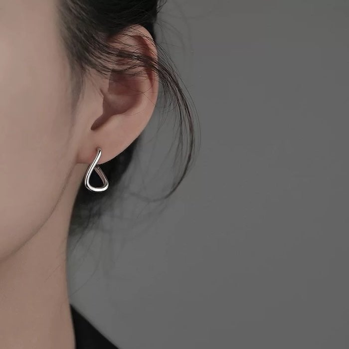 Sterling Silver Geometric Loop-oorbellen-één paar