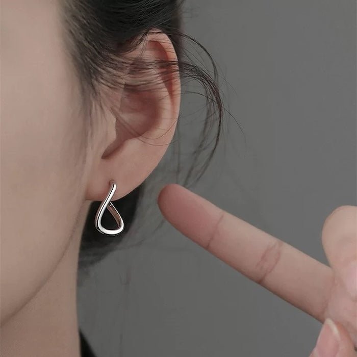 Sterling Silver Geometric Loop-oorbellen-één paar