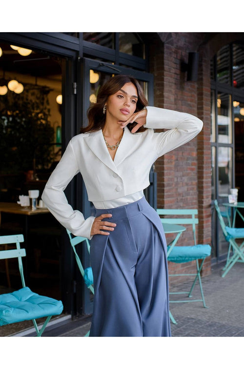 Cropped Banana Crepe Blazer Top-0