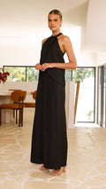 Midnight Drape Halter Top in Black Crepe-0
